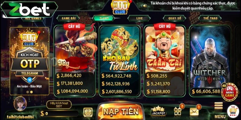 Giao diện cổng game Hitclub khá hiện đại và đẹp mắt